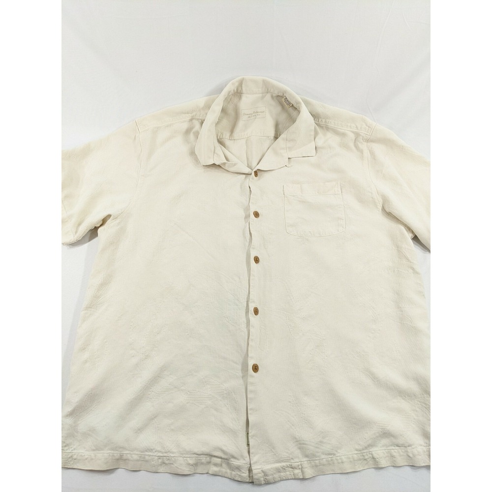 Men's Tommy Bahama Original Fit 100% Silk Casual‎ Button Up XL Ivory